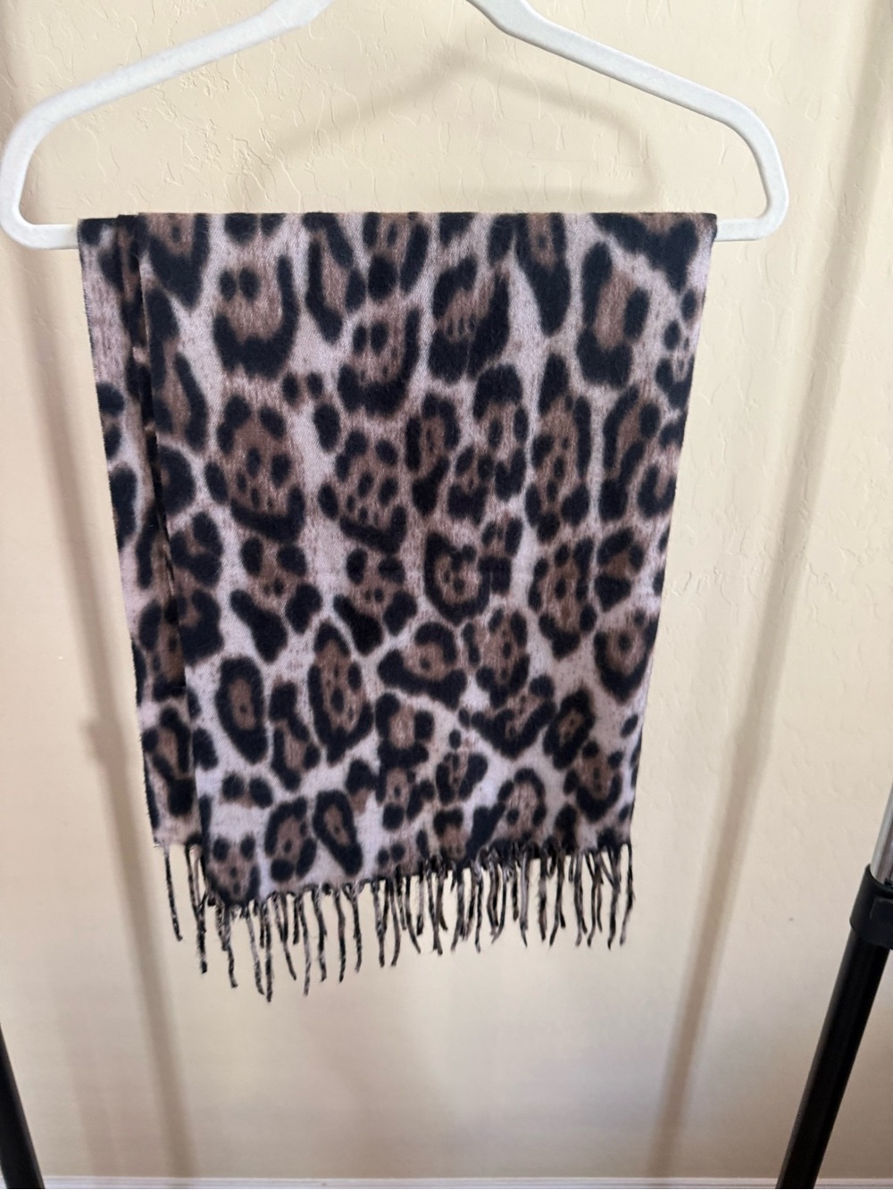 Nasty Gal Leopard Print Fringe Scarf in Brown and Black